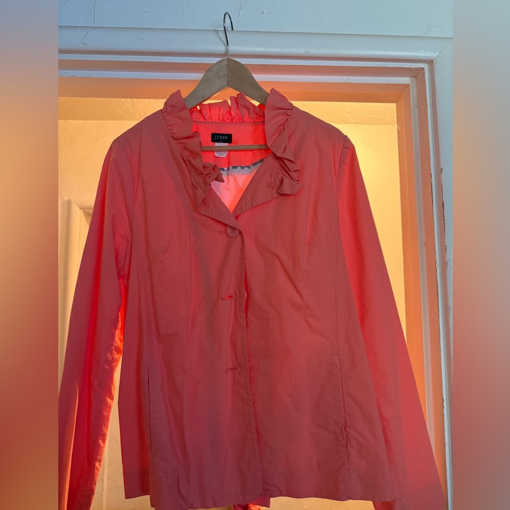 JCrew ruffle trench style jacket